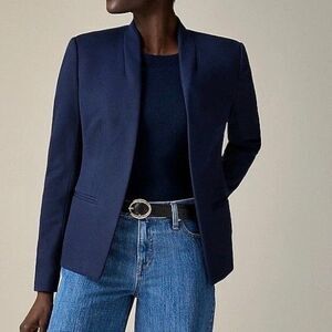 J Crew Womens Going Out Blazer Stretch Twill Slim FIt Navy Blue Size 10